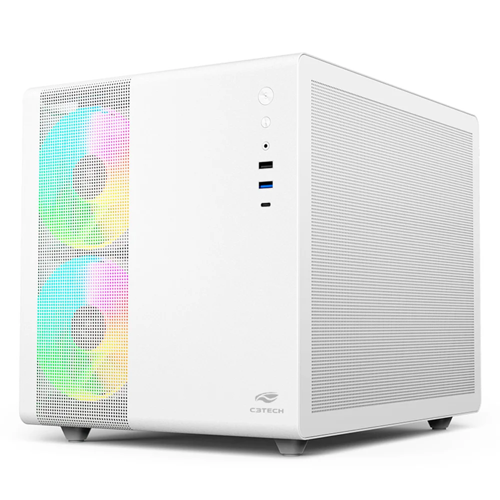 Imagem 4 de 5 do produto Gabinete Gamer C3tech Aquarius Mt-g710, Lateral Em Vidro, USB 3.0, Branco - Mt-g710wh
