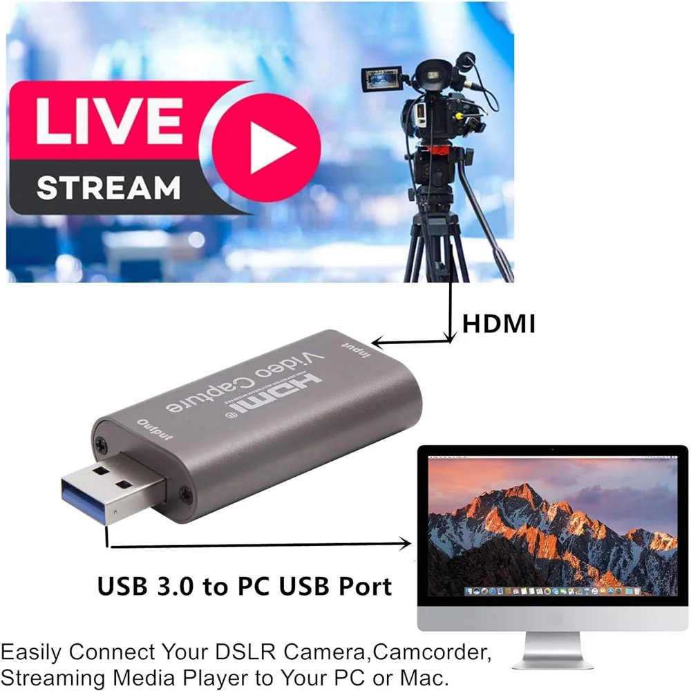 Imagem 2 de 5 do produto Placa De Captura HDMI Para Usb 2.0, 4K, 1080p, Ideal Para Uso Em Lives E Streamings - Ms118