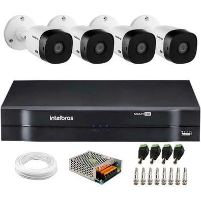 Kit Cftv 4 Câmeras Hd 720p Vhl 1120 B + Dvr 1004 Intelbras + Acessórios
