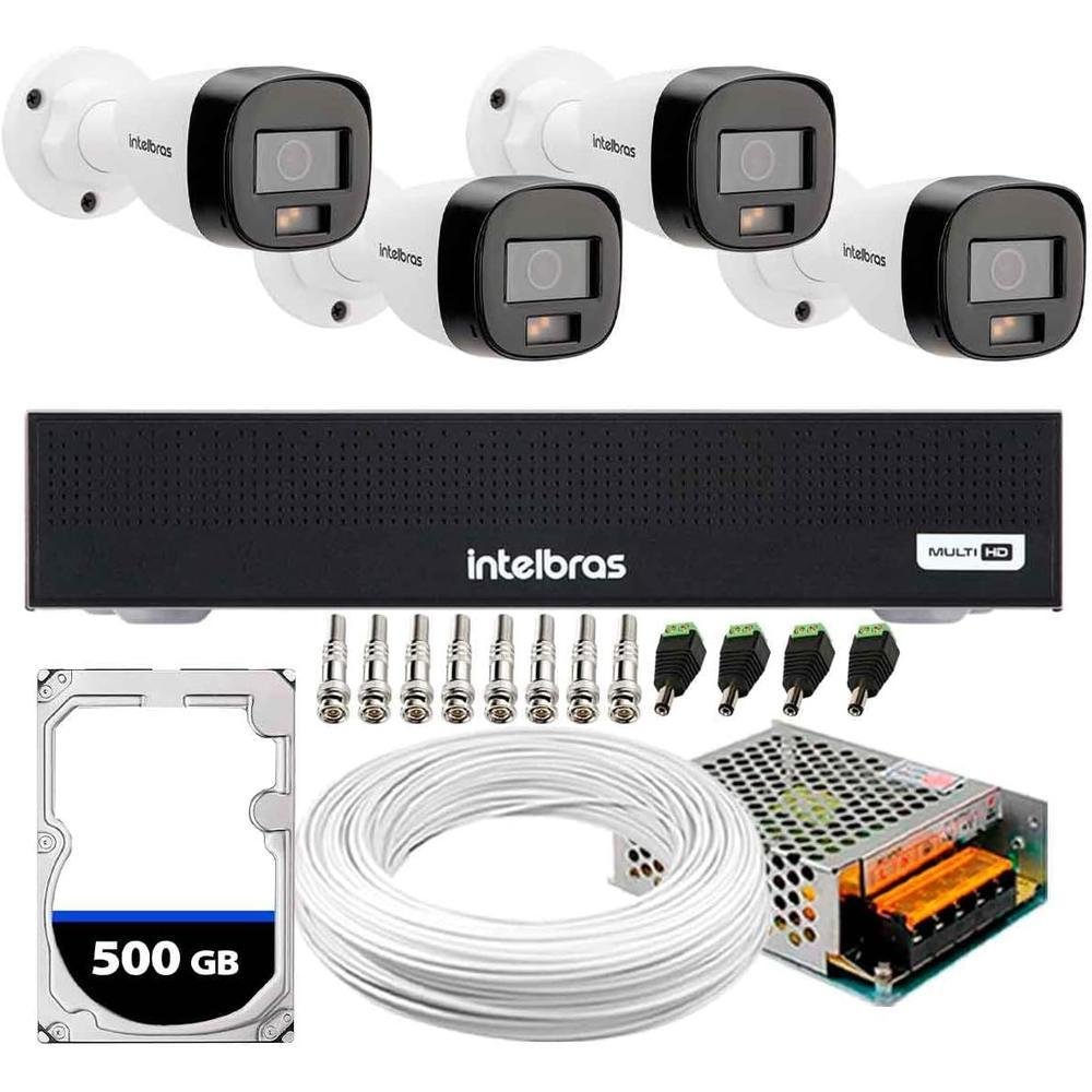 Kit 4 Câmeras Intelbras Vhd 1220 B, Full Color Dvr
