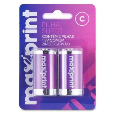 Pilha Comum Maxprint Bt, C Media, 2 Unidades, 1,5v