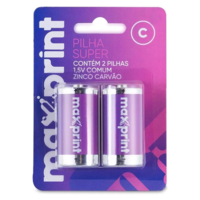 Pilha Comum Maxprint Bt, C Media, 2 Unidades, 1,5v