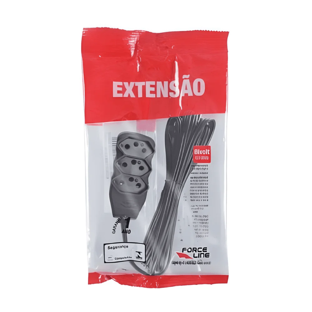 Imagem 3 de 5 do produto Extensão Tripolar Pto Force Line, 3 Tomadas, 10a, Slim, 1 Metro