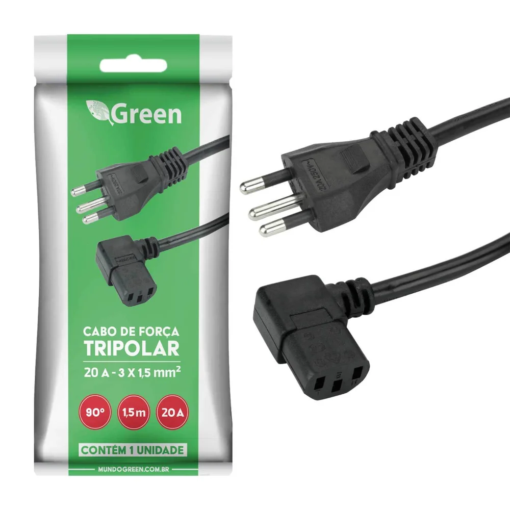 Imagem 5 de 5 do produto Cabo Tripolar Green, 90 Graus, 1.50 Metros, 20a