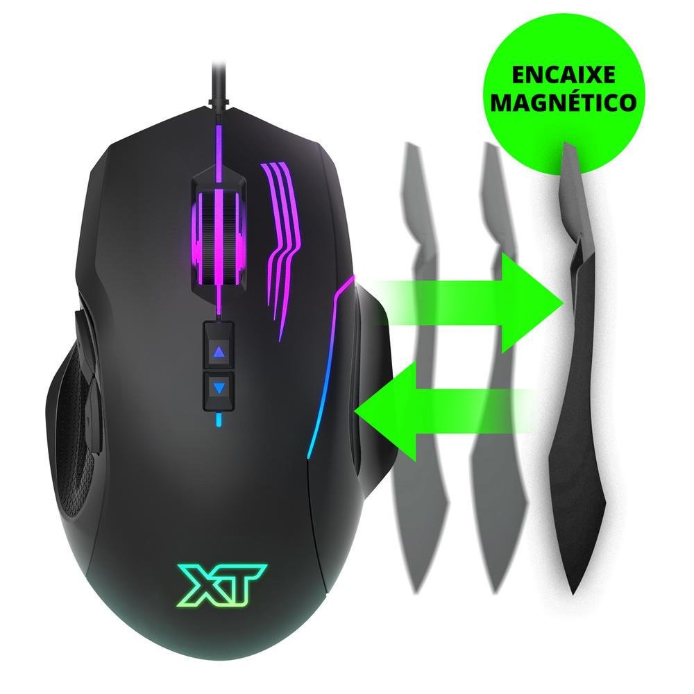 Imagem 5 de 5 do produto Mouse Com Fio Gamer Xt Racer, 16000 DPI, RGB, 7 Botões