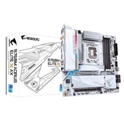 Placa Mãe Gigabyte B760m Aorus Elite X Ax, MATX, WIFI, LGA 1700, DDR5, HDMI, Dp, M.2 UDB 3.2