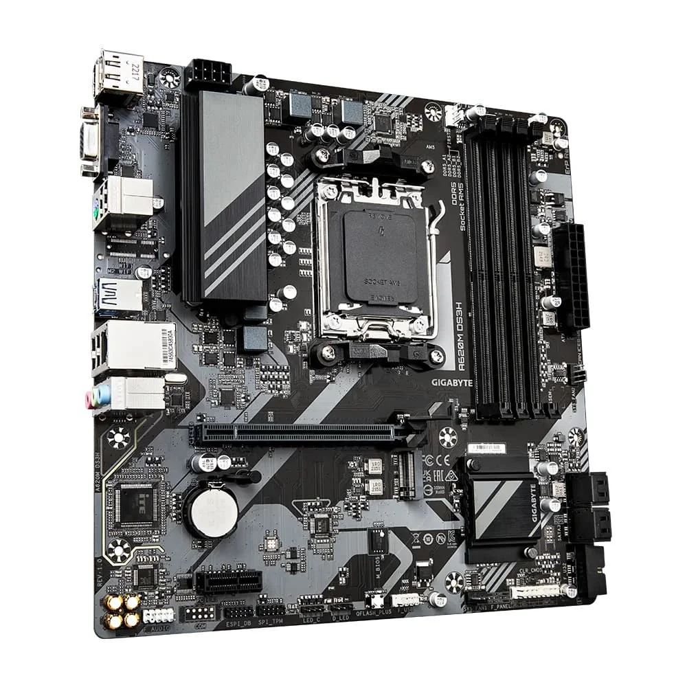 Placa Mãe Gigabyte A620m, Ds3h Matx, Am5, DDR5, HDMI, Dp, VGA, USB 3.2, M.2 7