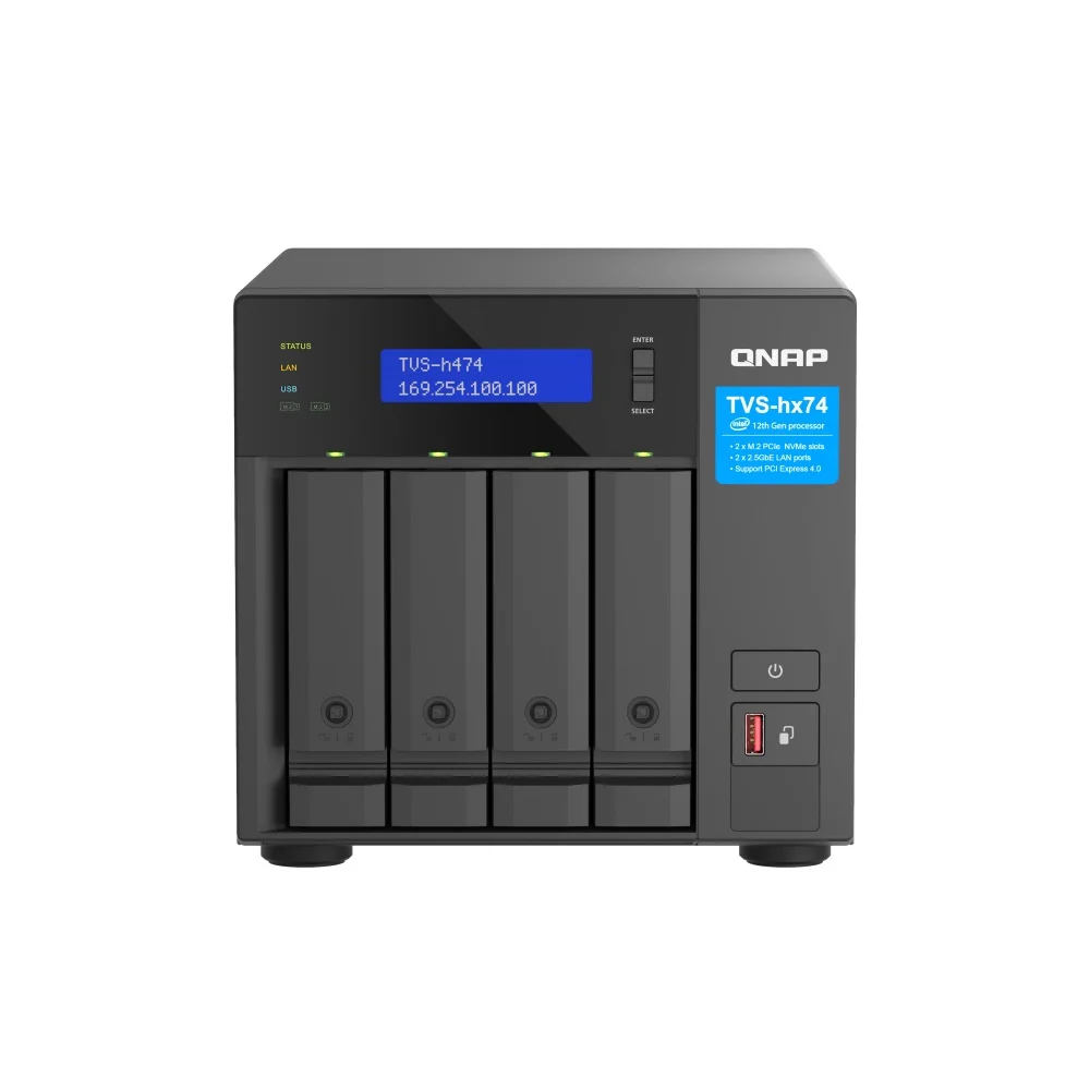 Storage Qnap Intel Pentium Gold G7400, 3.7ghz 2, Core, 8GB, DDR4, 4 Baias Torre - Tvs-h474-pt-8g