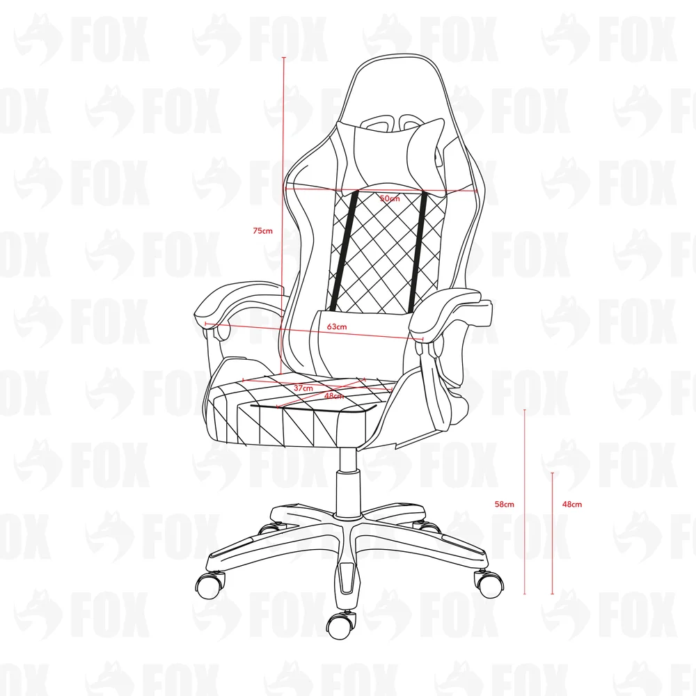 Cadeira Gamer Fox Vulpes, Com Ajuste Reclinável, Com Almofadas Até 110kg, Branco