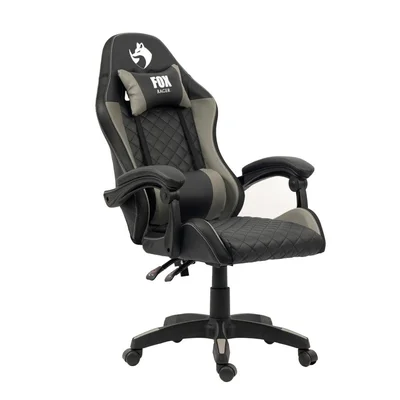 Cadeira Gamer Fox Vulpes, Até 110Kg, Reclinável, Com Almofadas, Com Ajuste, Cinza