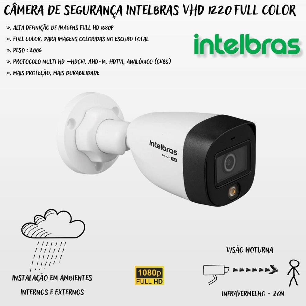 Kit 10 Cameras 1220 Intelbras, Full Color, Dvr Mhdx, 16 Ch, Color Noite, 500GB Kit 10 Cameras 1220 Intelbras, Full Color, Dvr Mhdx, 16 Ch, Color Noite, 500GB
