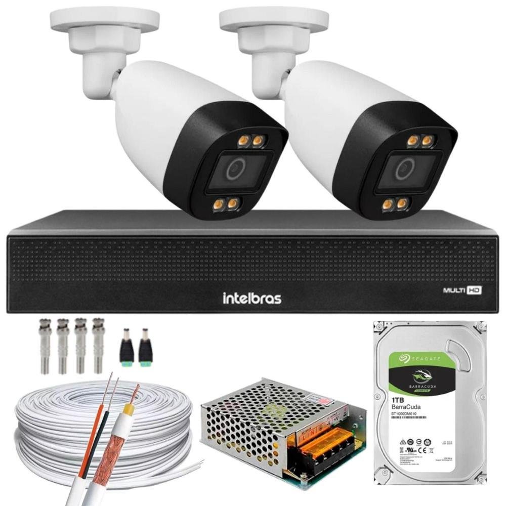 Kit 2 Câmeras Segurança, Color 1080p, 2.8mm, DVR Kit 2 Câmeras Segurança, Color 1080p, 2.8mm, DVR