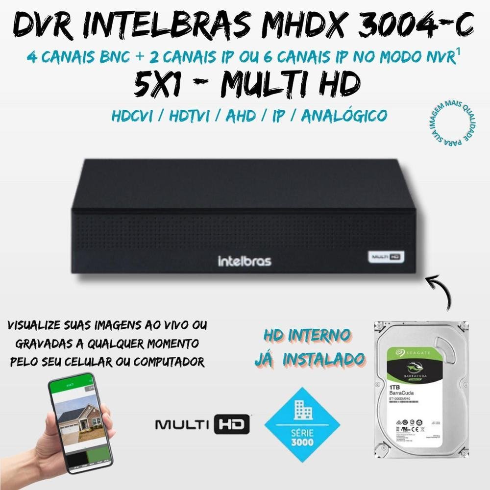 Imagem 3 de 4 do produto Kit 4 Cameras Seguranca Vhl, 1220b, 1080p, FULL HD, DVR, 4ch 1tb