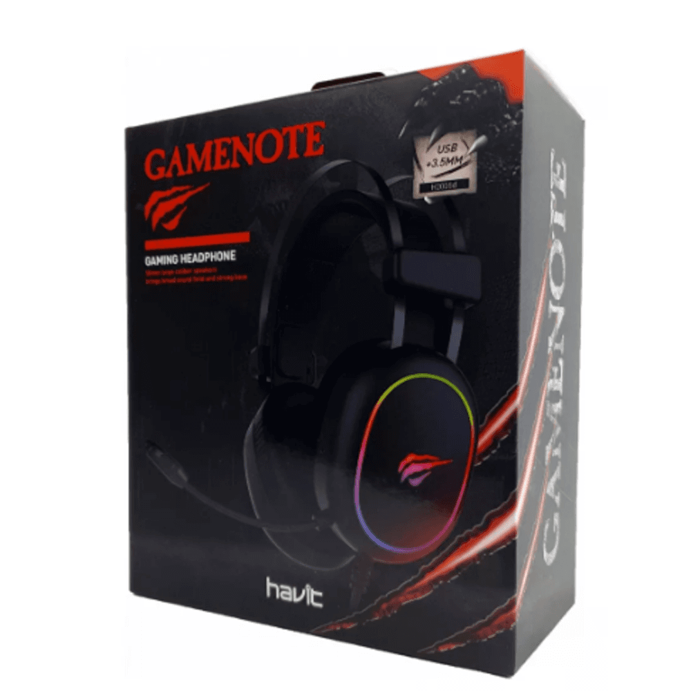 Imagem 2 de 3 do produto Fone De Ouvido Com Fio Headset Gamer Havit, LED, RGB, Preto - H2016d