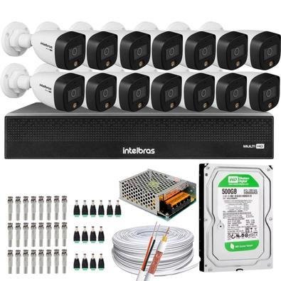Kit 14 Cameras 1220, Full Color, Dvr Mhdx 16 Ch, Color Noite,  C/ HD 500GB