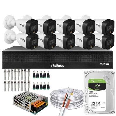 Kit 10 Cameras Intelbras , Full Color, Dvr, Mhdx 16 Ch, Color Noite