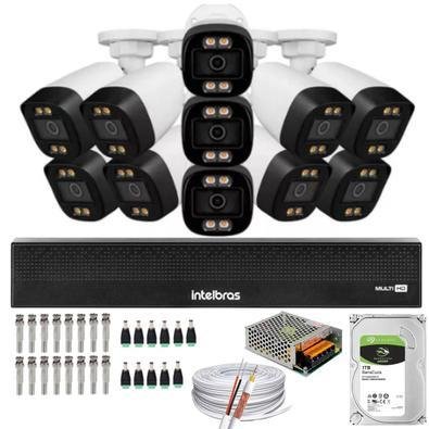 Kit 11 Câmeras Segurança Intelbras, Color 1080p 2.8mm Dvr