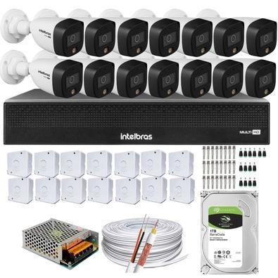 Kit 14 Cameras  Intelbras, 1220 Full Color, Dvr Mhdx 16 Ch, Color Noite