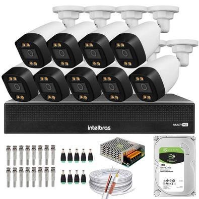 Kit 9 Câmeras Segurança Intelbras, Color 1080p, 2.8mm Dvr, 1tb