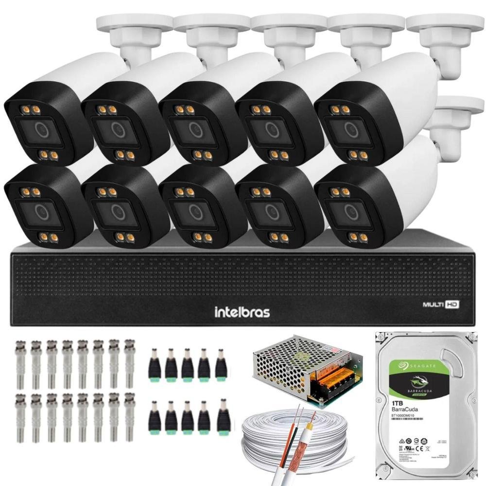 Imagem 1 de 4 do produto Kit 10 Câmeras Segurança Intelbras, Color 1080p 2.8mm