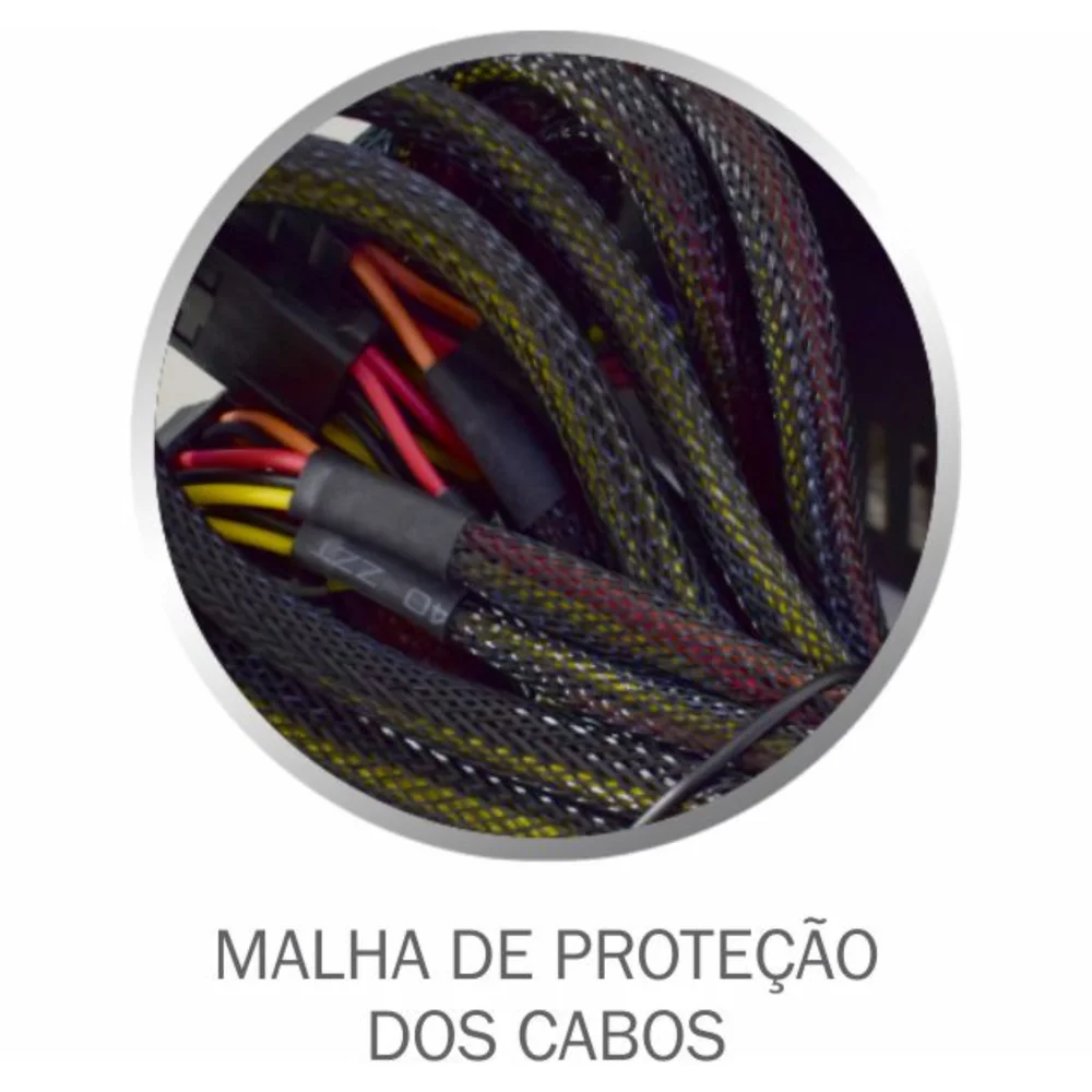 Imagem 4 de 5 do produto Fonte Alimentação Gamer 500w K-mex, 80 Plus, Automática, Bivolt - Ez889