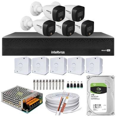 Kit 5 Câmera Segurança Intelbras, Full Notuna Colorida, HD 1tb