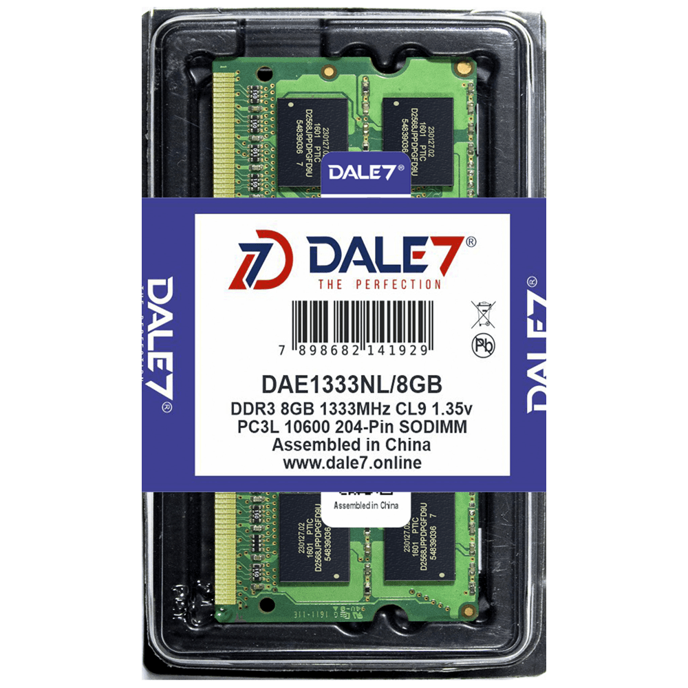 Memória Dale7, 8GB, 1333Mhz, DDR3L, Notebook, 1.35v
