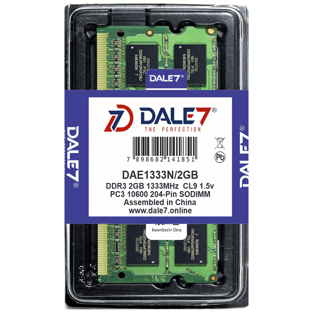 Memória Dale7, 2GB, 1333Mhz, DDR3, Notebook, 1.5v