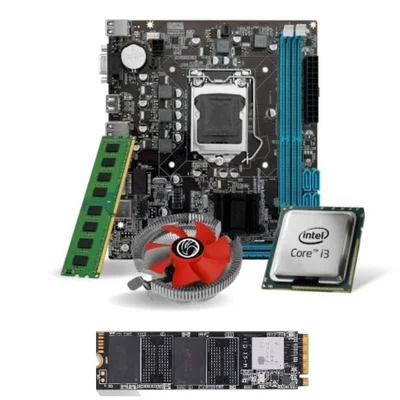 Kit Pl Mãe H310 + Processador I3 8100 + Memoria 8GB, DDR4 + Cooler + 256 M2
