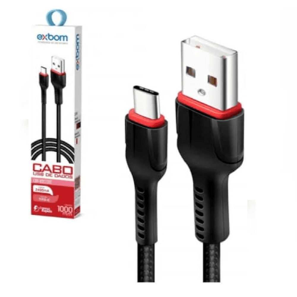 Imagem 1 de 1 do produto Cabo De Dados e Carregamento Exbom, USB Tipo-C - U2100tcb1