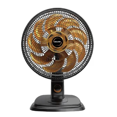 Ventilador Mallory Egeo de Mesa, 40cm Preto E Dourado, 127v