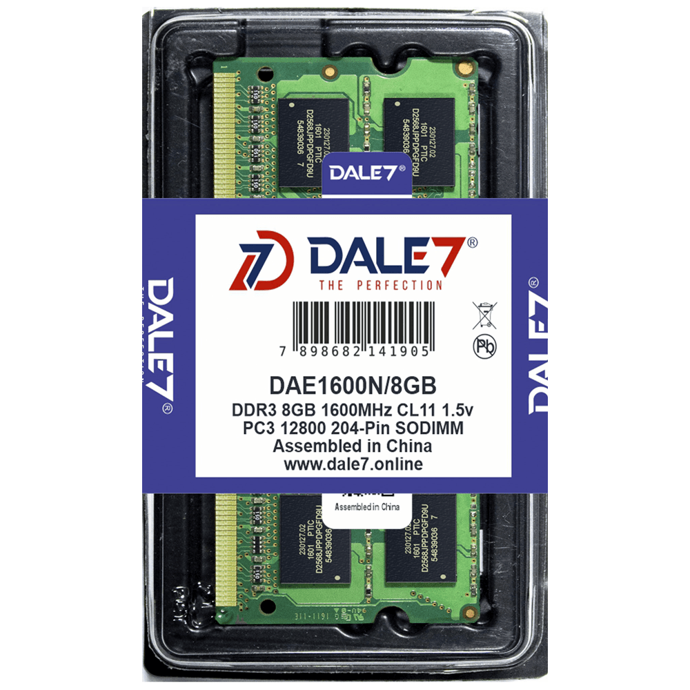Memória Dale7, 8GB, 1600Mhz, DDR3, Notebook, 1.5v