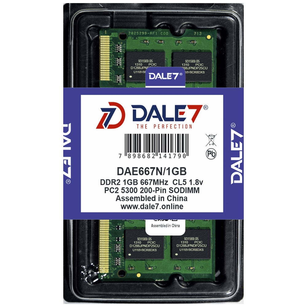 Memória Dale7, 1GB, 667Mhz, DDR2, Notebook, 1.8v