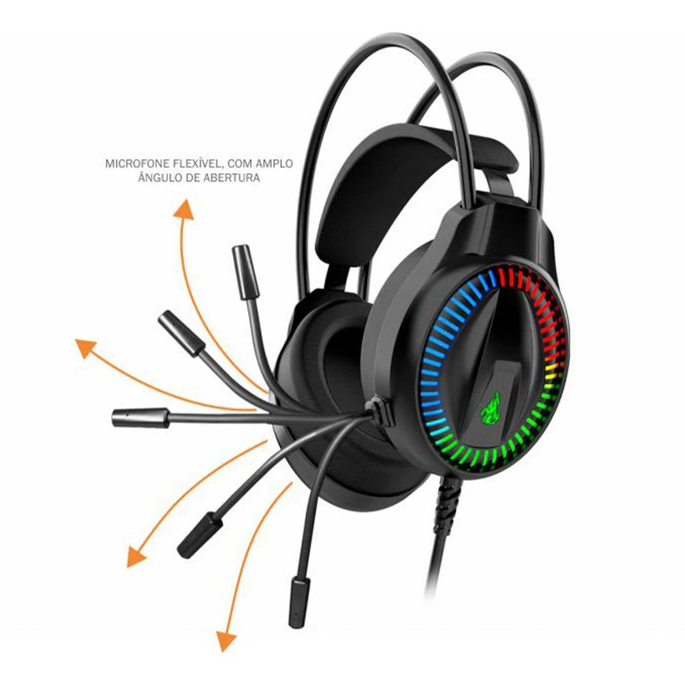 Headset Kmex Gamer RGB, 7.1, Preto - Ar89 Headset Kmex Gamer RGB, 7.1, Preto - Ar89
