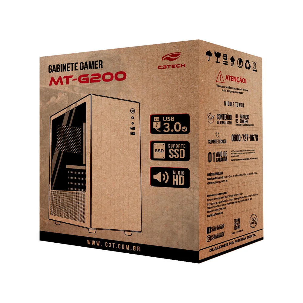 Imagem 5 de 5 do produto Gabinete C3tech Mt-g200wh, Com 3 Fans