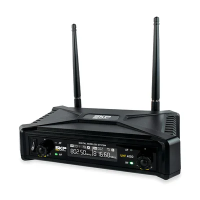 Microfone Sem Fio Skp Uhf 400 D, Com Transmissão Digital - Sauhf400d