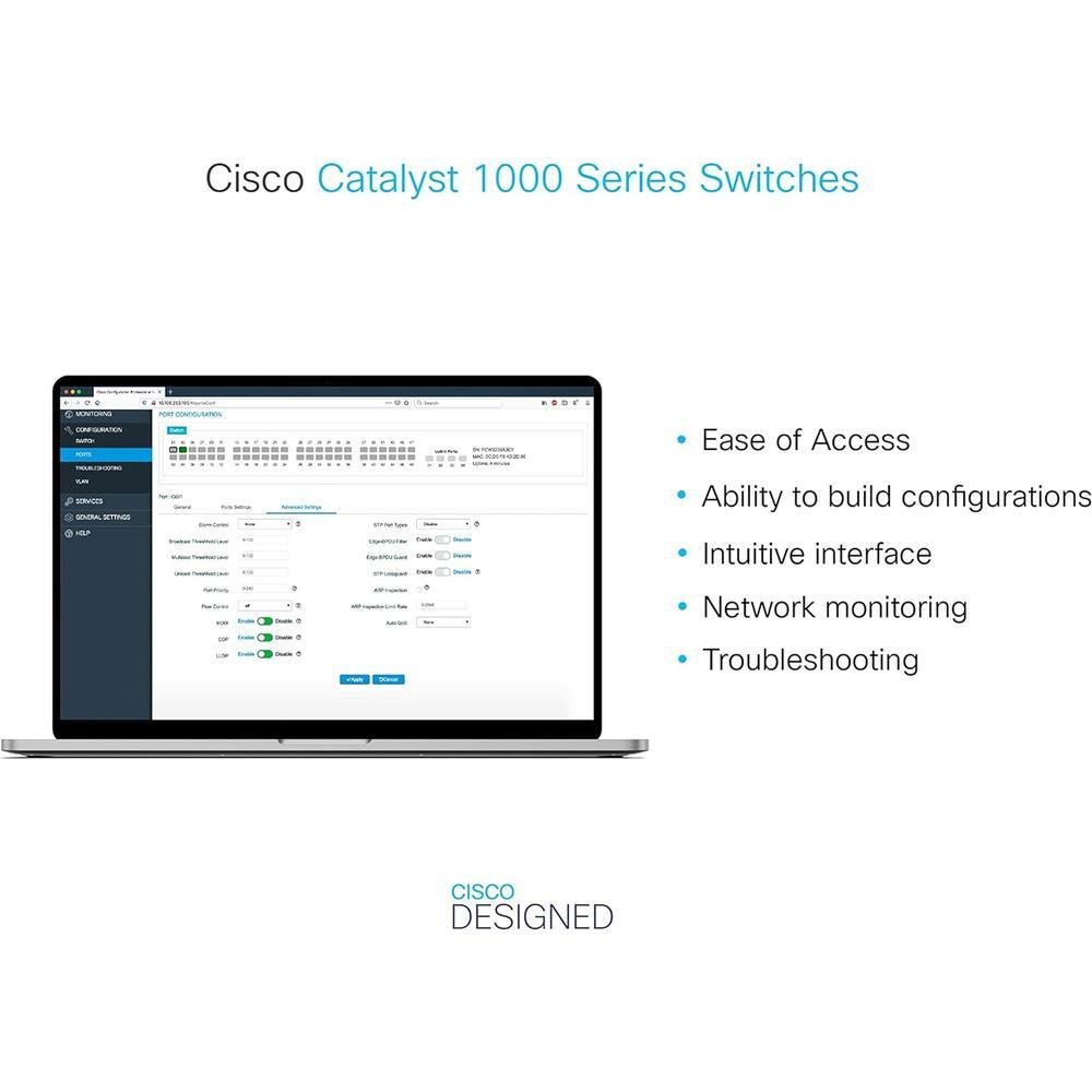 Imagem 4 de 4 do produto Switch Cisco Catalyst 1000, 24 Portas, GE, POE, 4x1G, SFP - C1000-24t-4x-l