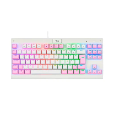 Teclado Mecanico Gamer Dark Avenger K568wp, RGB, Rosa E Branco, Switch Marrom