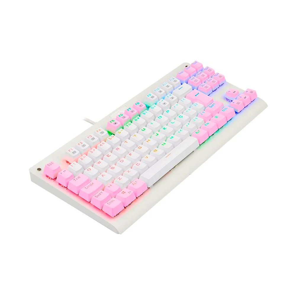 Imagem 5 de 5 do produto Teclado Mecanico Gamer Dark Avenger K568wp, RGB, Rosa E Branco, Switch Marrom