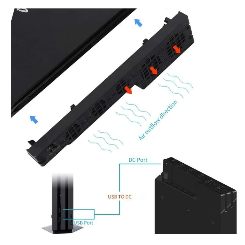 Imagem 5 de 5 do produto Cooler Turbo Dobe, Ventilador Automático, 5 Fans, Para Playstation 4 Pro