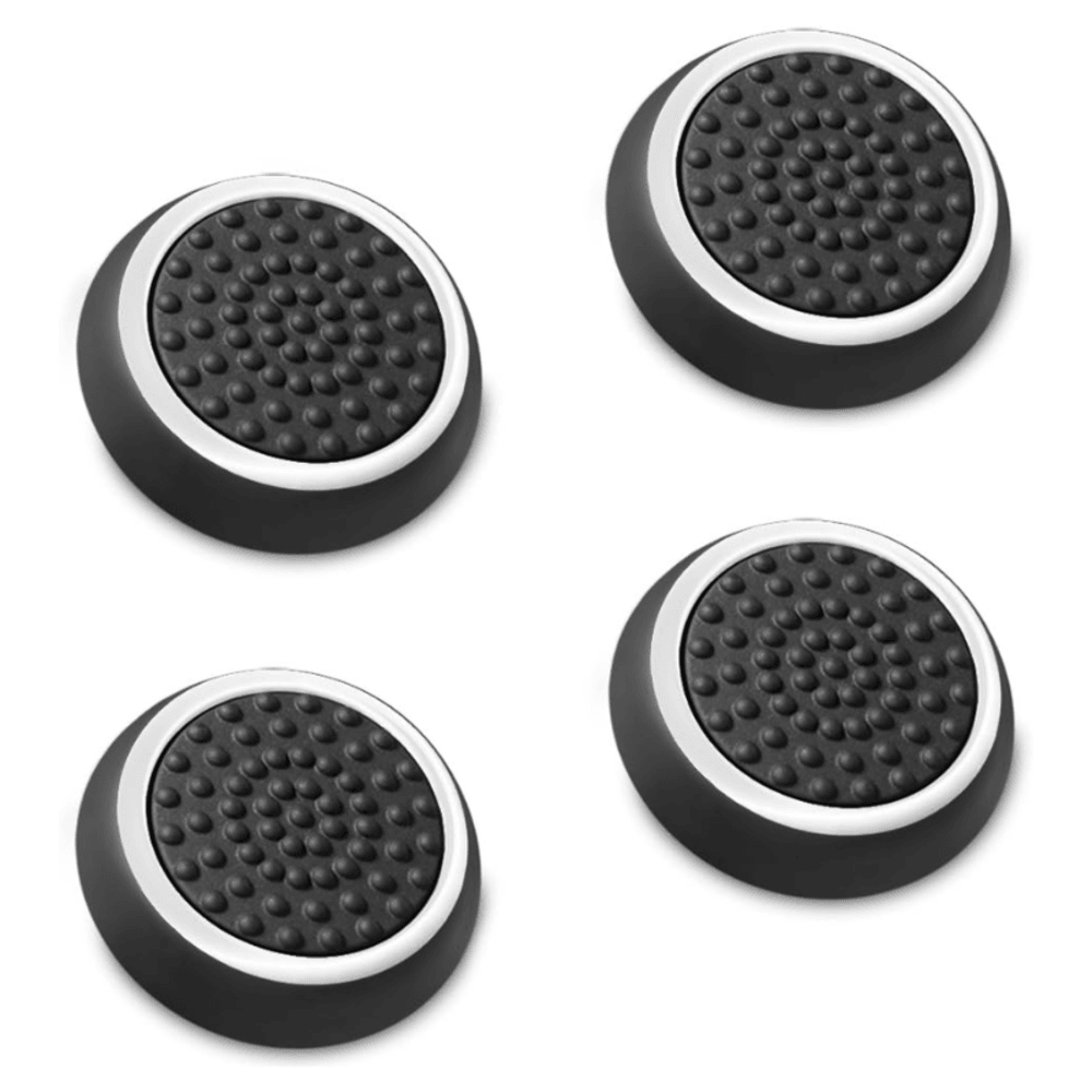 Grip Silicone 4 Capinhas Analógico Radalishop, Para Playstation, Xbox 360, Preto, Borrachinha Branco