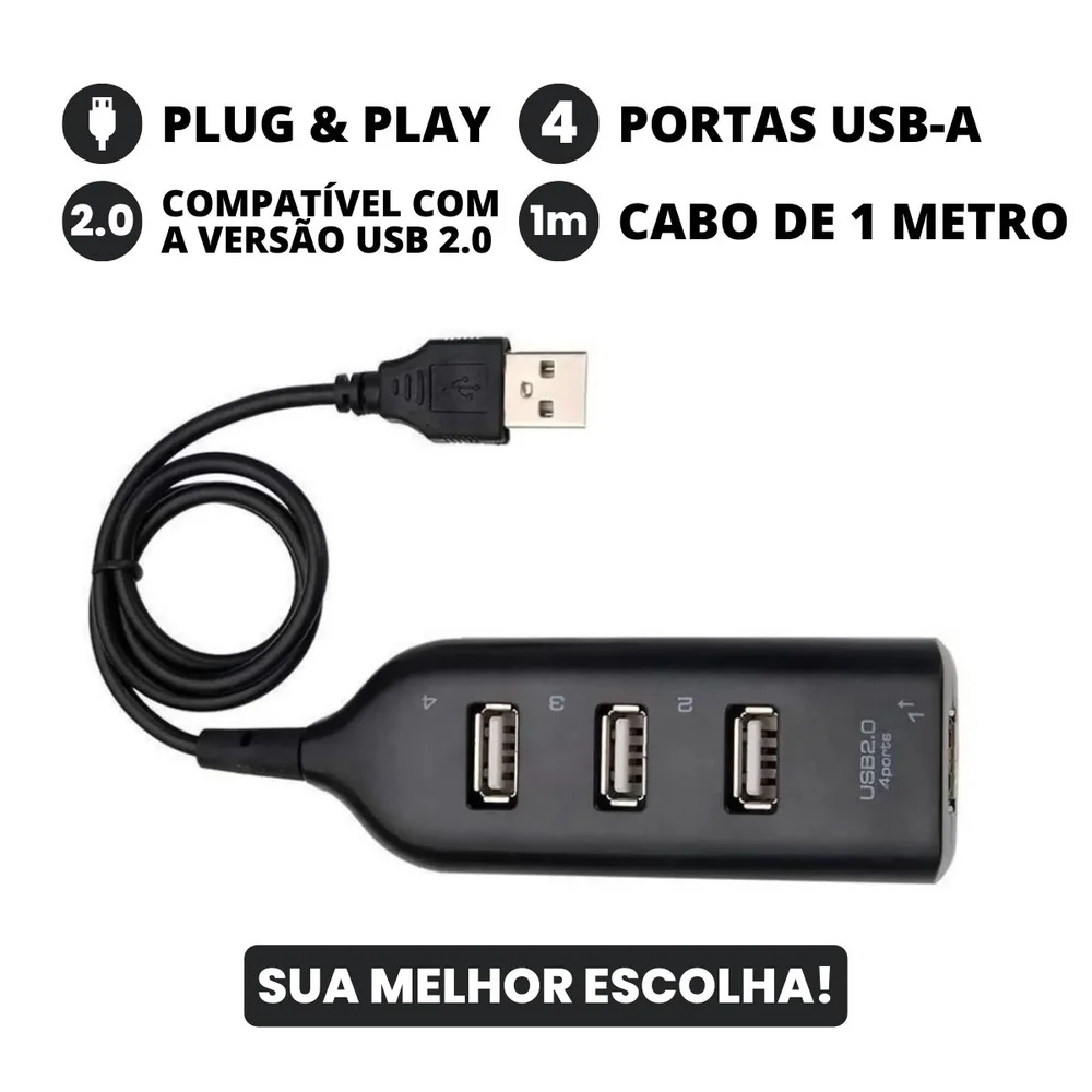 Hub Lehmox Com 4 Portas USB 20 Ley11 KaBuM