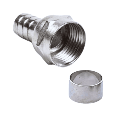 Conector F Com Anel Para Crimpar Rg 59 - Pacote Com 100 Peças
