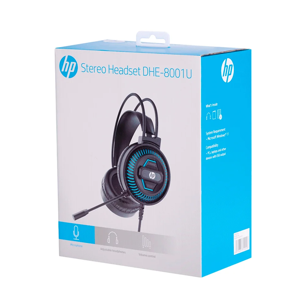 Headset Gamer HP, DHE-8001U, Conexão USB, 50mm - Preto Headset Gamer HP, DHE-8001U, Conexão USB, 50mm - Preto