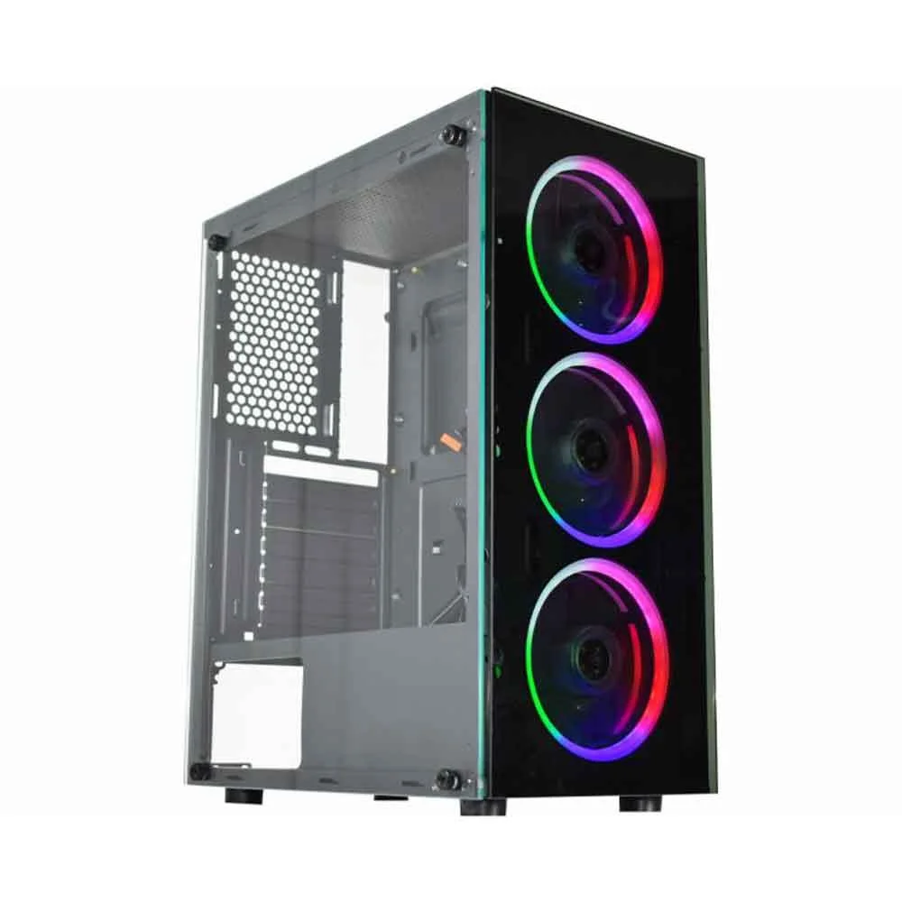 Gabinete Gamer K-mex  Al10, Painel Vidro, 3fan, 120x120mm