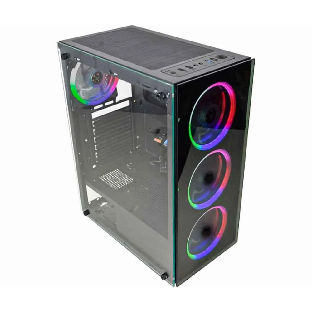 Imagem 2 de 5 do produto Gabinete Gamer K-mex  Al10, Painel Vidro, 3fan, 120x120mm