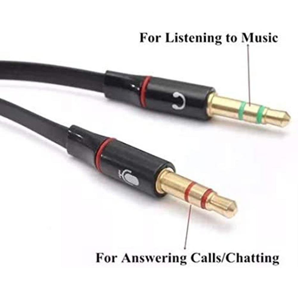 Imagem 2 de 3 do produto Cabo Adaptador P3, P2 Combo, Para Fone, Microfone, Headset, 20cm