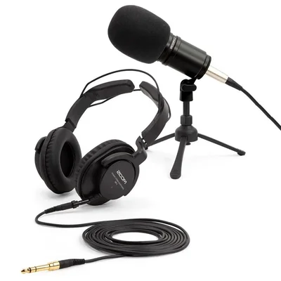 Kit Podcast Microfone Zoom Zdm-1 + Fone De Ouvido, Cabo XLR + Suporte De Mesa