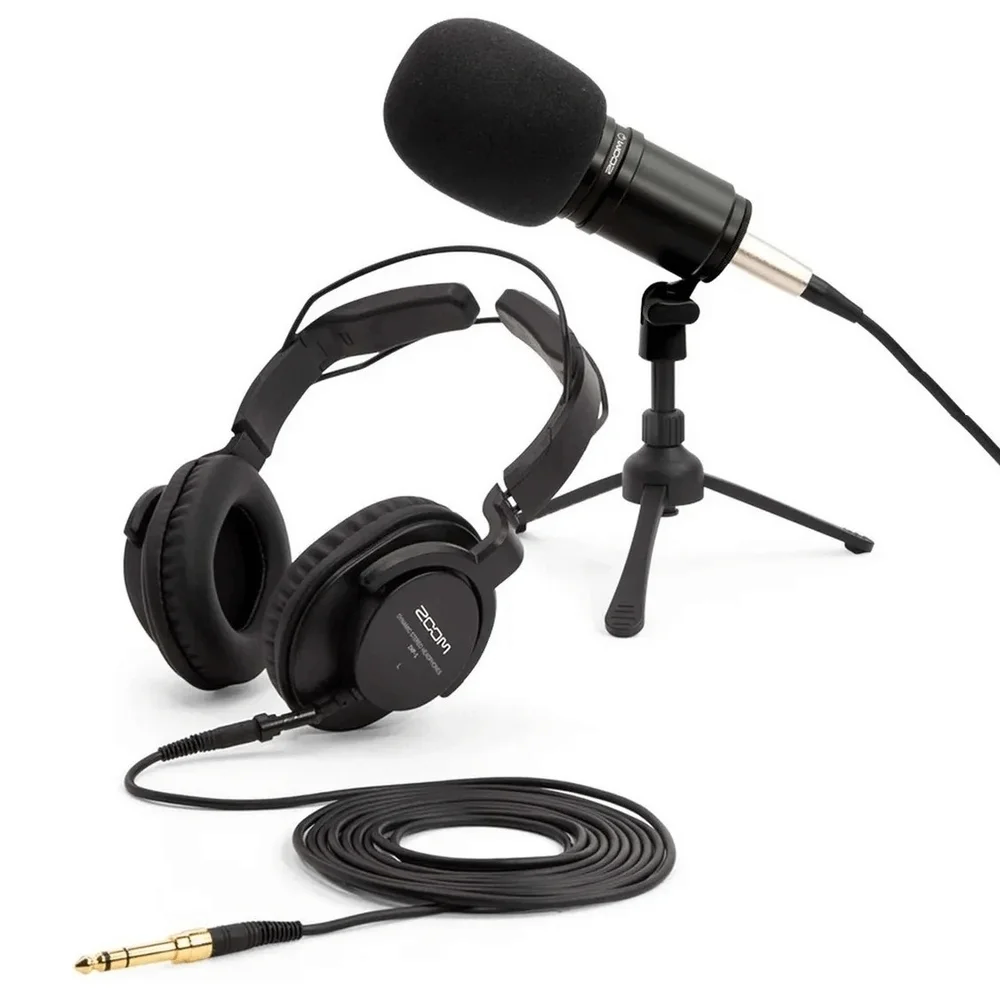 Kit Podcast Microfone Zoom Zdm-1 + Fone De Ouvido, Cabo XLR + Suporte De Mesa