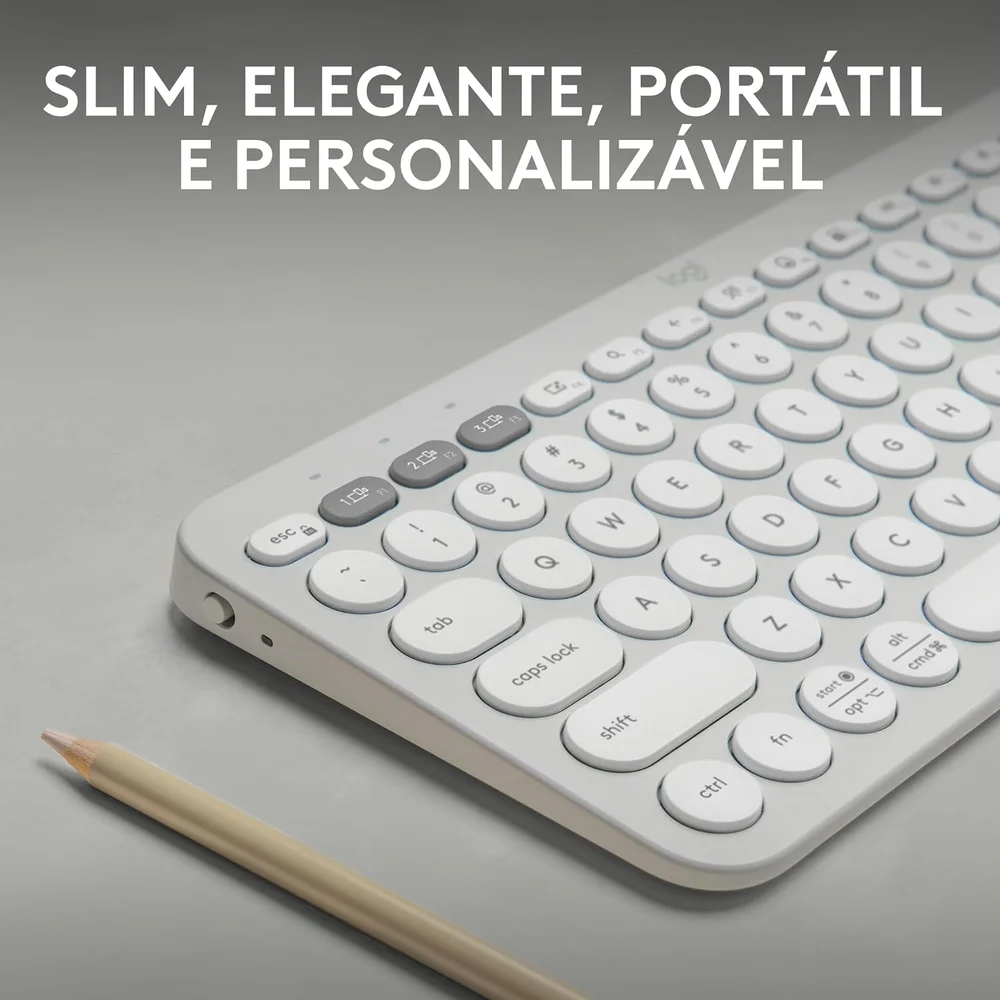 Imagem 3 de 5 do produto Teclado Logitech Pebble Keys 2 K380s, Sem Fio,  Branco